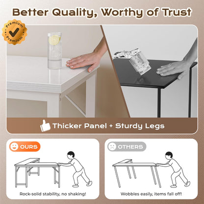 63-Inch L-Shaped Desk with Integrated Power Outlets and USB-C Port, Reversible Design, Spacious Corner Gaming and Office Desk, 0.95-Inch Thick Desktop, Sturdy Metal Frame, Ideal for Home Office and Study, White Finish