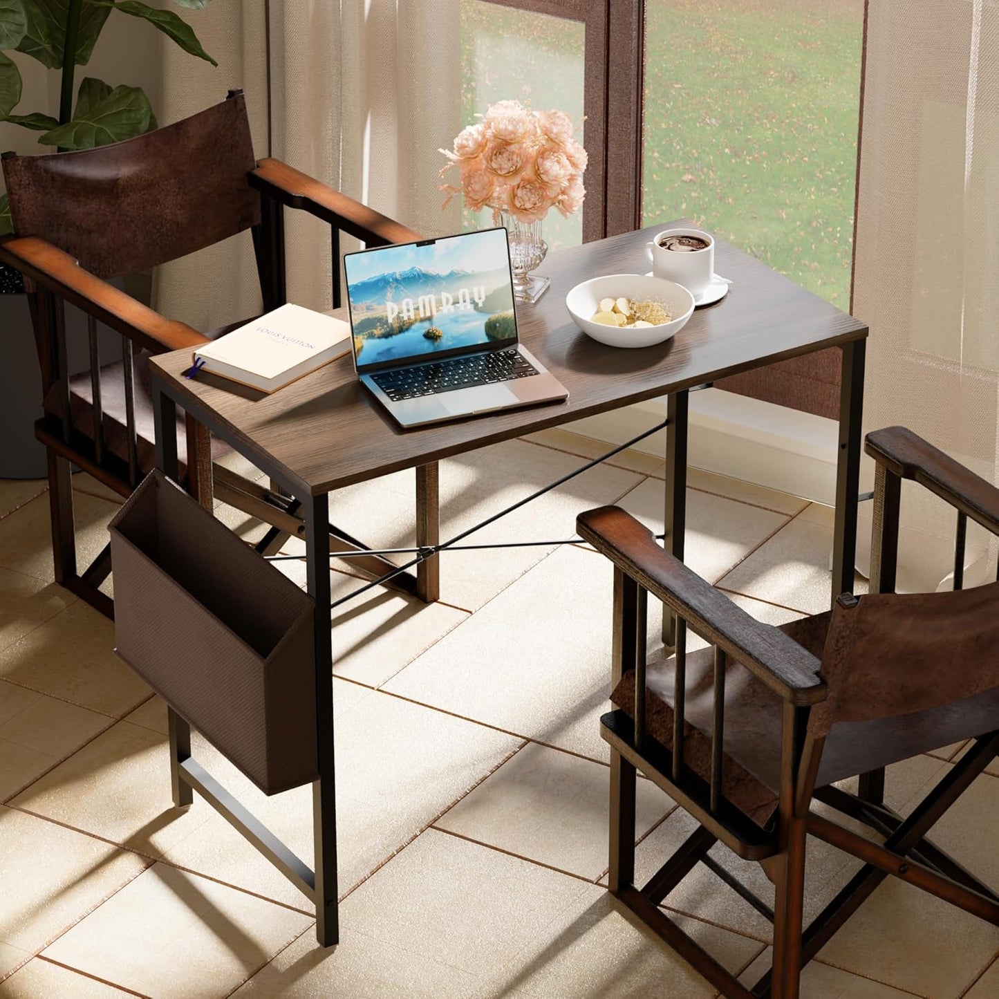 32 Inch Computer Desk for Small Spaces with Storage Bag, Home Office Work Desk with Headphone Hook, Small Office Desk Study Writing Table