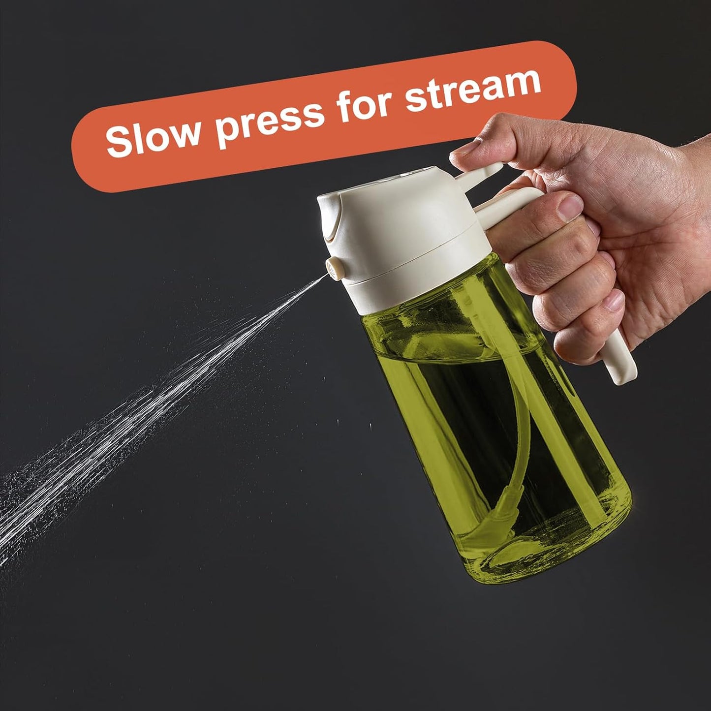 - 16Oz/470Ml Olive Oil Dispenser for Kitchen with Stickers - 2 in 1 Olive Oil Sprayer for Cooking, Air Fryer, and Salad, Black&White (Light-Proof Kitchen Gadget)