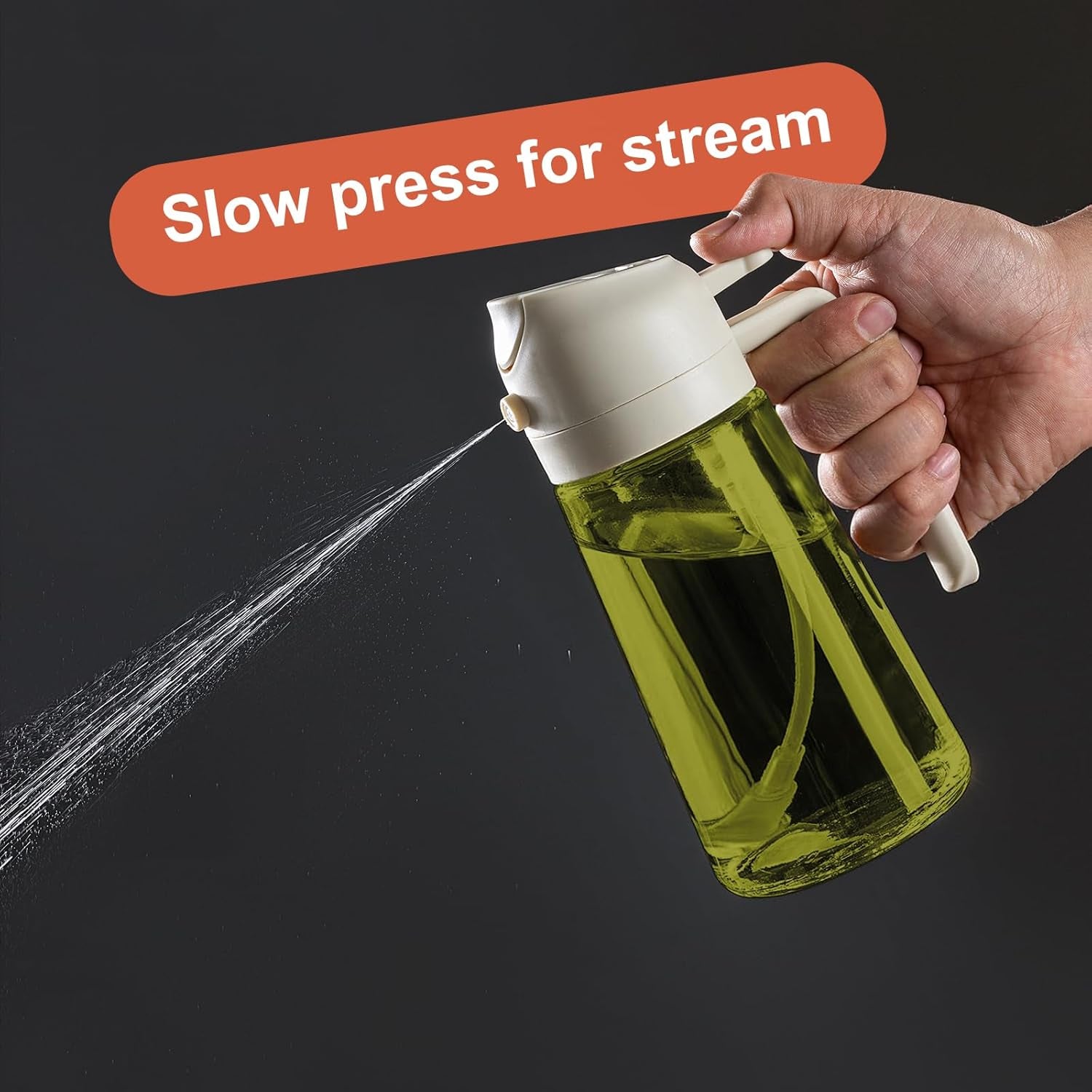 - 16Oz/470Ml Olive Oil Dispenser for Kitchen with Stickers - 2 in 1 Olive Oil Sprayer for Cooking, Air Fryer, and Salad, Black&White (Light-Proof Kitchen Gadget)