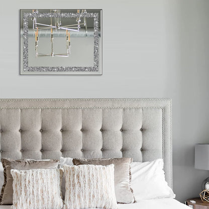 Rectangular Wall Mirror Crystal Crush Diamond Mirror for Home Décor Accent Mirror for Bathroom, Entryway and Bedroom, 16" X 20"