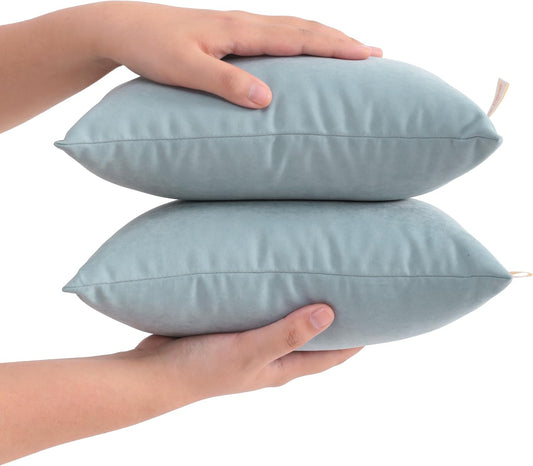 2 Pack Mini Pillows, 11X7 Inches, Soft Washable Nap Small Travel Pillows, Greyish Green