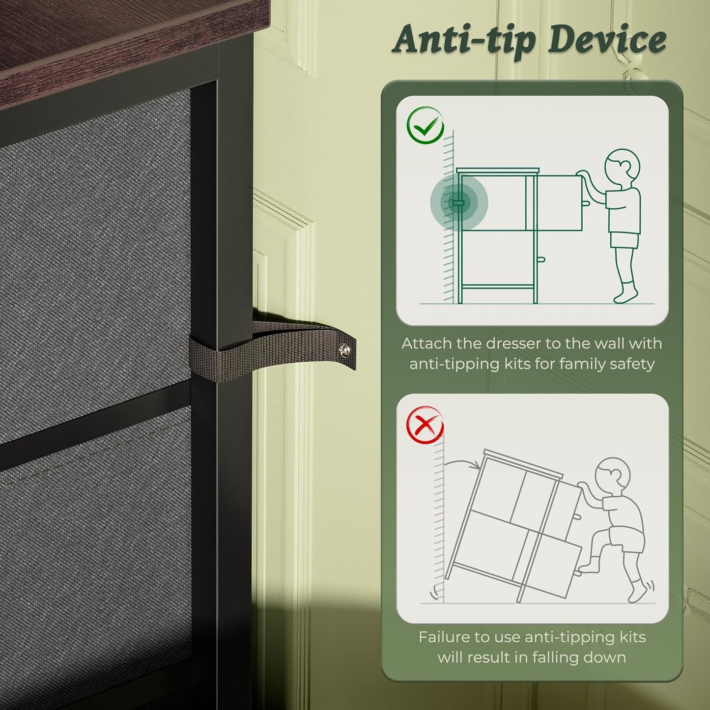 63-Inch Bedroom Dresser with 9 Drawers, Versatile Entertainment Center for 55-70 Inch TVs, Walnut and Dark Grey Finish