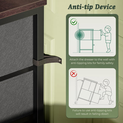 63-Inch Bedroom Dresser with 9 Drawers, Versatile Entertainment Center for 55-70 Inch TVs, Walnut and Dark Grey Finish