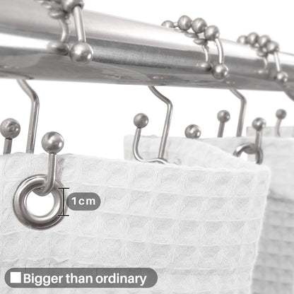 Extra-Long Shower Curtain 80" Height - Honeycomb Waffle Weave & Cotton Blend, Hotel Luxury & Spa, Heavy Weight Fabric, Washable - White, 72X80