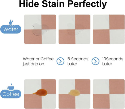 Coffee Mats, 19"X12" Checkered Dish Drying Mat for Kitchen Counter, Quick Dry Mat, Diatomite Absorbent Aesthetic Large Drying Mats for Coffee Bar - Beige