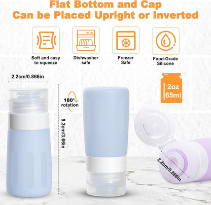 4Pcs Condiment Squeeze Bottles for Sauces, Leakproof Salad Dressing Container to Go, Small Silicone Squeeze Bottles with Brush, Condiment Containers Dispenser for Ketchup Hot Sauce Lunch Travel, 2 Oz