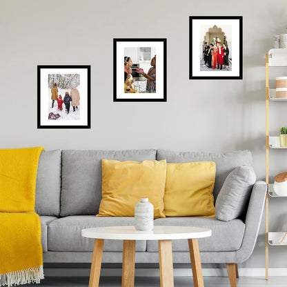 12X15 Picture Frame with Mat, Display 8X12 with Mat or 12 X 15 without Mat, Wood 12 by 15 Photo Frames for Wall Hanging, 1 Pack, Black