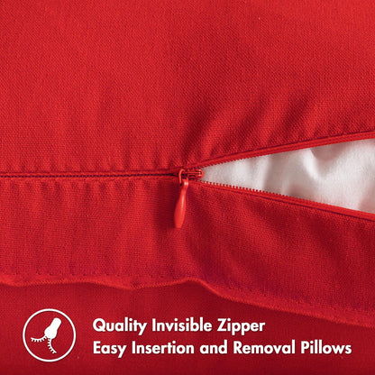 Pack of 2 Christmas Decorative Linen Pillow Covers Boho Farmhouse Modern Soft Accent Throw Pillows Neutral Cushion Covers for Sofa Couch Bed Living Room Home Decor, 18X18 Inch Christmas Red