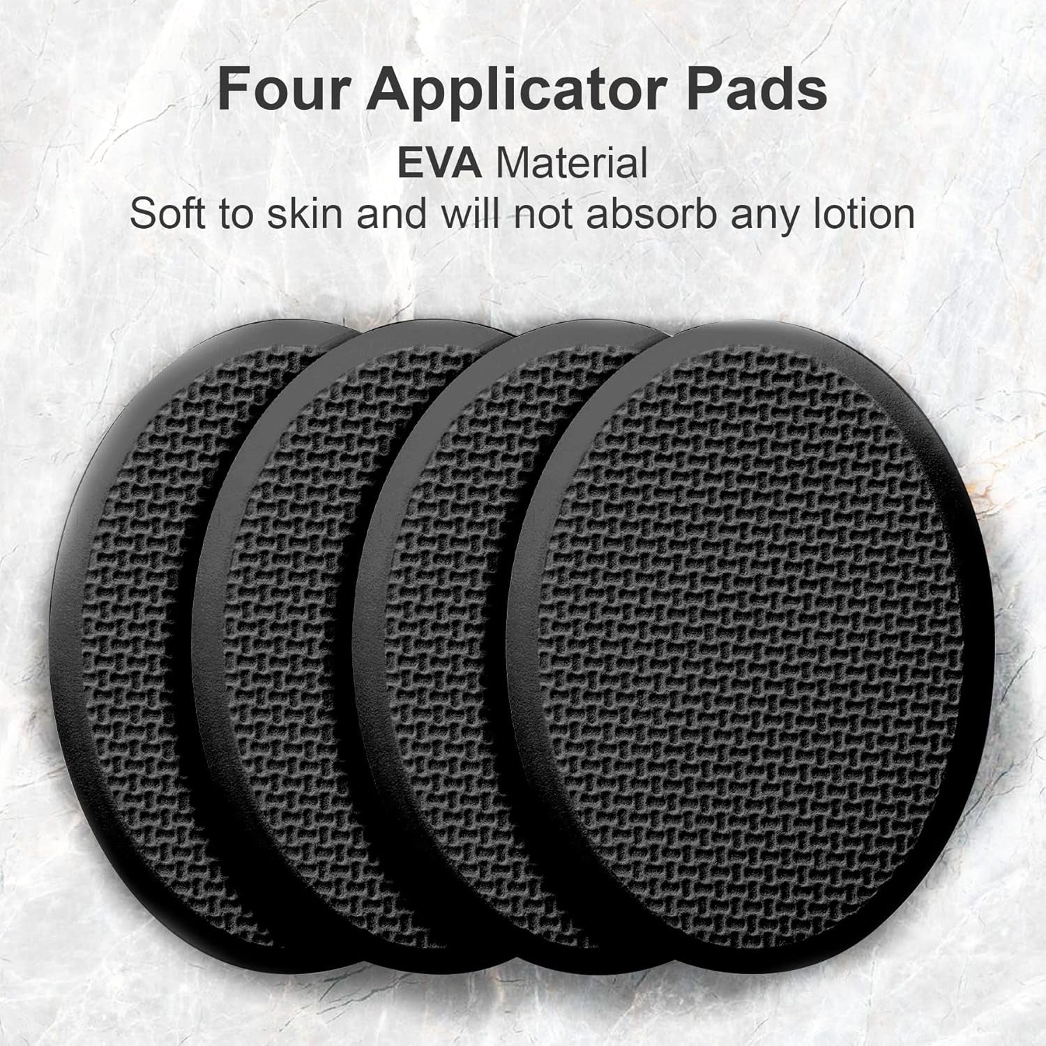 Lotion Applicator for Back, Feet, 4 Replacement Pads with 17" Curved Handle, Back Sunscreen Applicator for Kids, Elderly, Women, Apply Skin Cream Medicine Moisturizer Tanner, Black