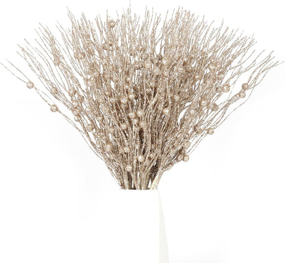 24 Pack Christmas Tree Picks and Sprays, Christmas Tree Filler Decorations, Christmas Glitter Berry Stem Ornaments, Glittery Twigs, Picks, Branches for Christmas Tree