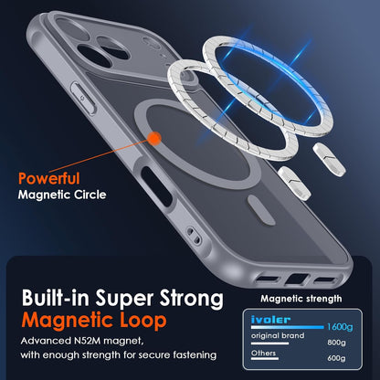 Magnetic Case for Iphone 17 Pro 6.3'' [Compatible with Magsafe] [15 FT Military Grade Protection] Magnetic Charger Case Bumper For, Frosted Translucent Back for Iphone17 Pro- Gray
