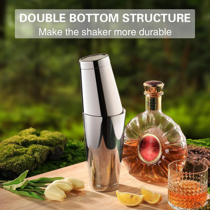 Boston Cocktail Shaker Set, 18 Oz & 28 Oz Stainless Steel Weighted Shaker Tins, Metal Martini Shaker Drink Mixer for Bartending, Professional Bar Tools for Bartender （Sliver）