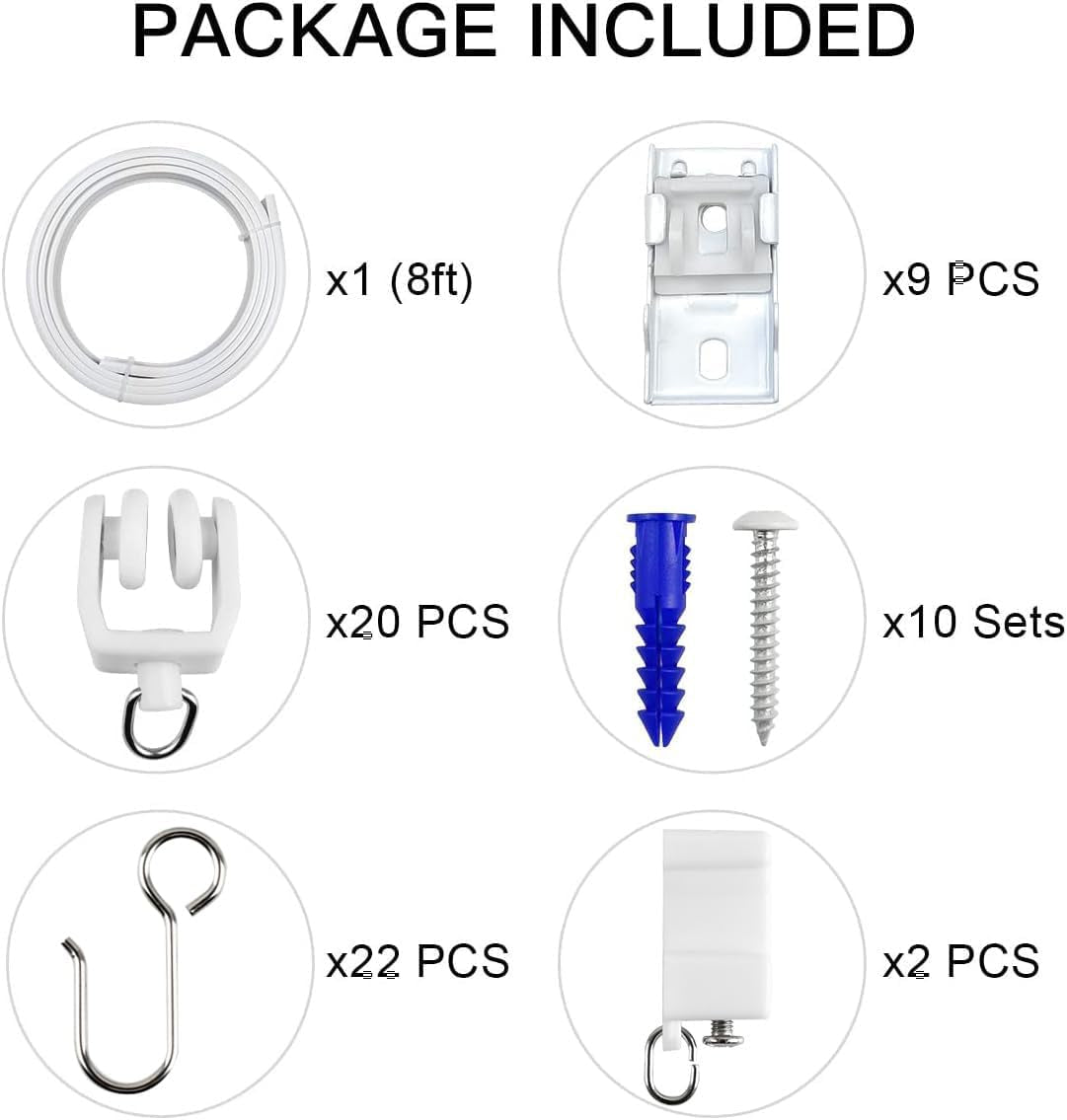 Flexible Ceiling Curtain Track, Ceiling Track for Curtains, Curtain Track Ceiling Mount, Curtain Rail, Ceiling Curtain Rod, Sliding Curtain Track System (8 Ft)