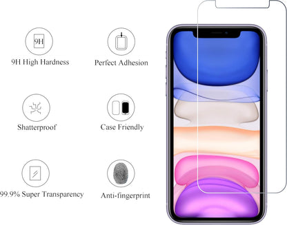 2Pack Screen Protector Compatible for Iphone 11 [6.1 Inch] + 2 Pack Camera Lens Protector,Tempered Glass Film, [9H Hardness] - HD