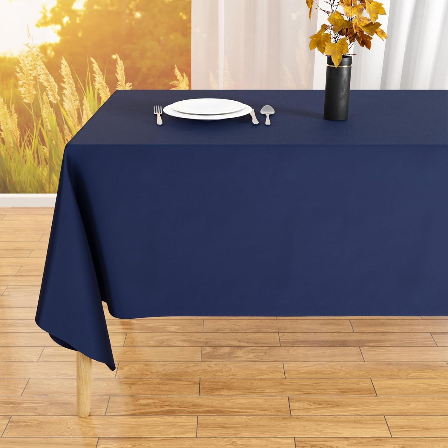 2PCS Navy Blue Table Cloth for Rectangle Table - 60 X 84 Inch Tablecloths Rectangular Waterproof Washable Wrinkle Resistant for 6 FT Wedding Cocktail Party