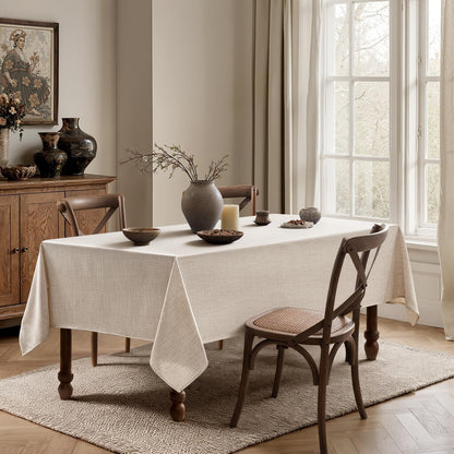 Grayish White Linen Tablecloth 60X84 Inch Rectangle Table Cloth Waterproof,Stain Resistant & Wrinkle Resistant for Dining Party Wedding