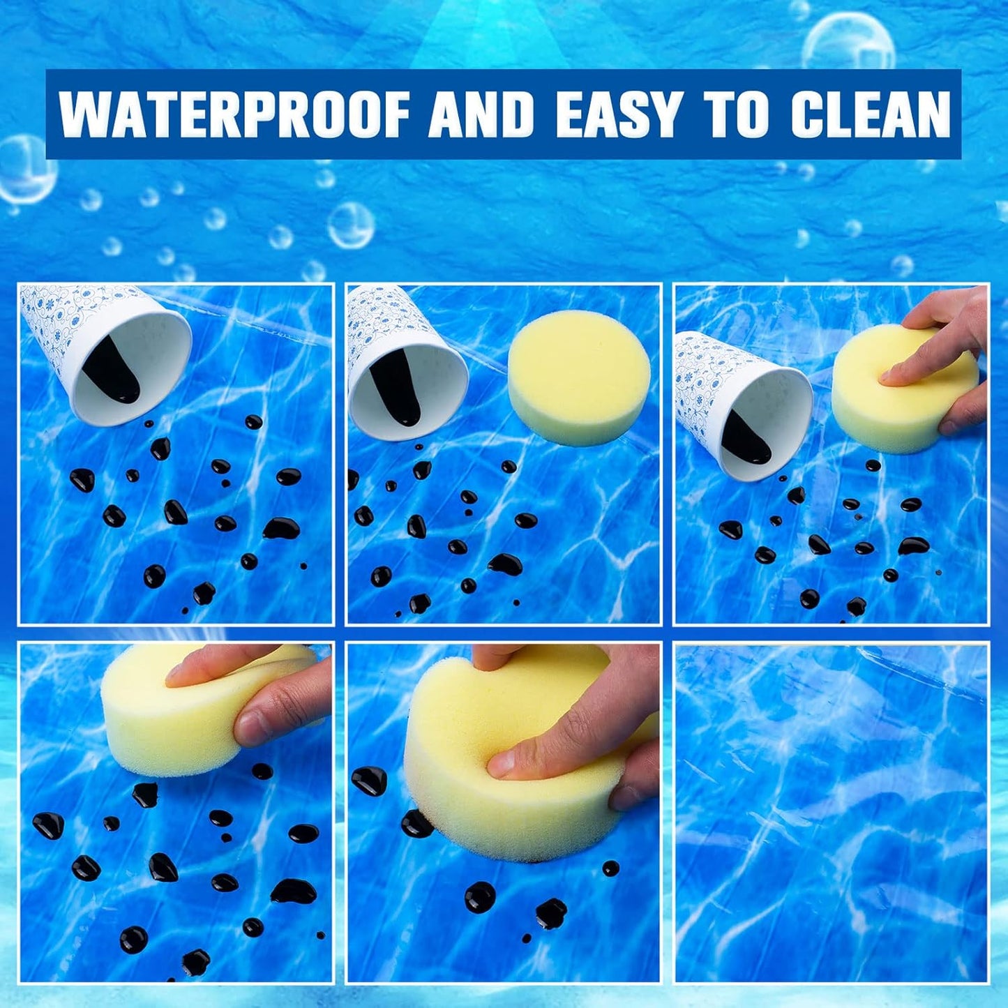 3 Packs Ocean Wave Tablecloths 54 X 108 Inch Water Print Table Cover Splashproof Plastic Ocean Party Table Cloths with Sea Backdrop for Beach Birthday Party Decoration Shower Supplies