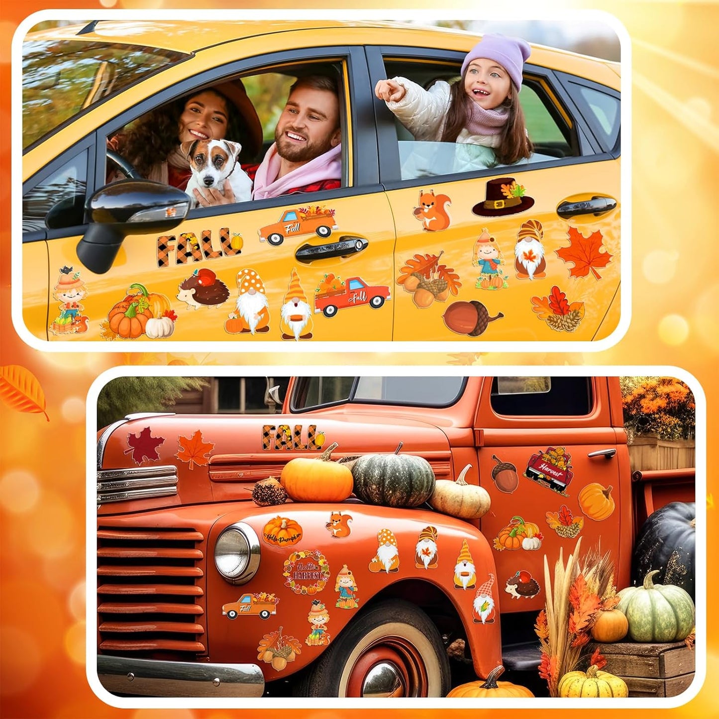 24-Piece Autumn-Themed Happy Fall Gnome and Pumpkin Refrigerator Magnets Set - Decorative Magnetic Stickers for Thanksgiving and Harvest Celebrations