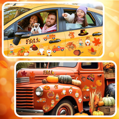 24-Piece Autumn-Themed Happy Fall Gnome and Pumpkin Refrigerator Magnets Set - Decorative Magnetic Stickers for Thanksgiving and Harvest Celebrations