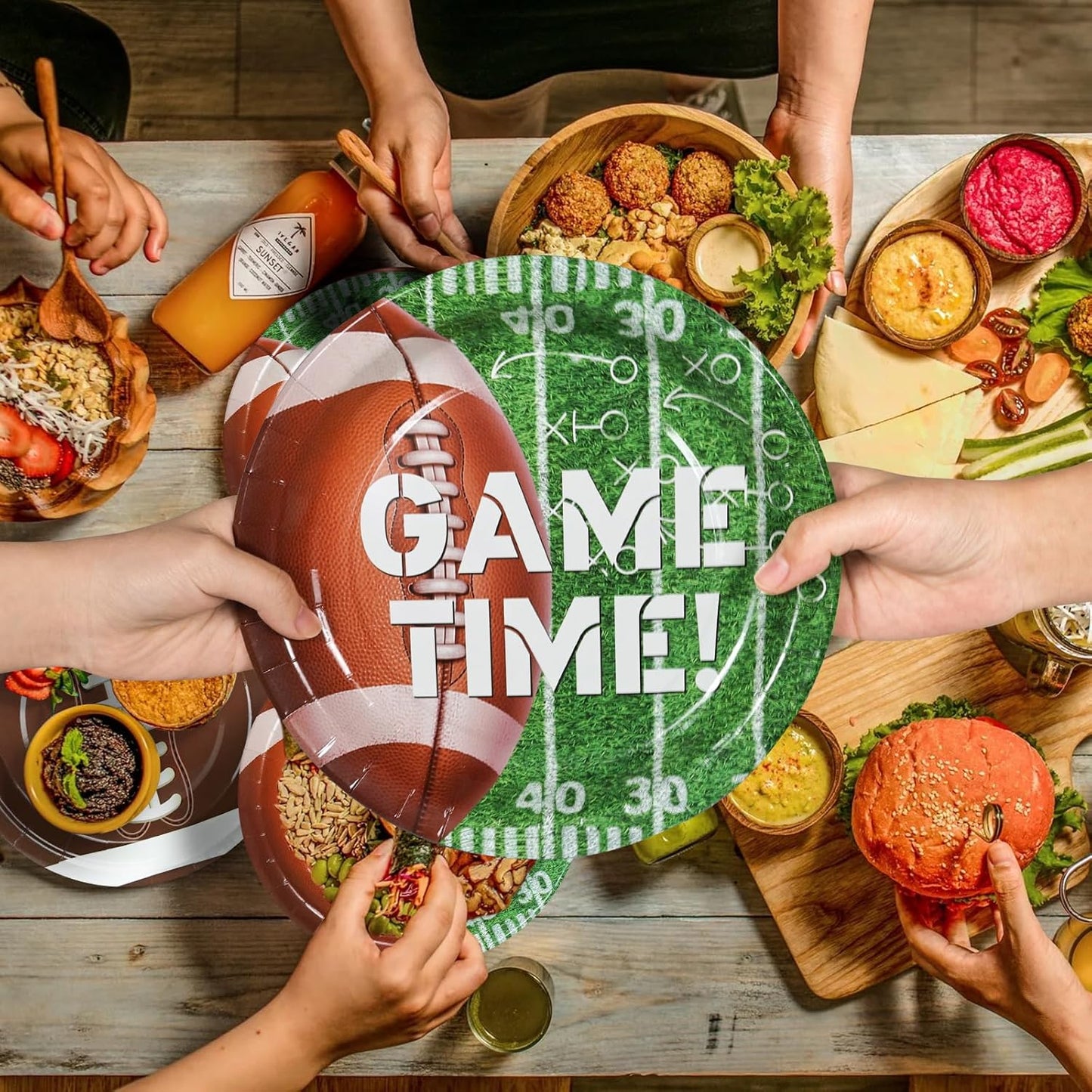 Football Party Supplies, Football Party Decorations 2025 Kit for 24 Guests, Includes Plates, Napkins, Cups, Banner and Tablecloth