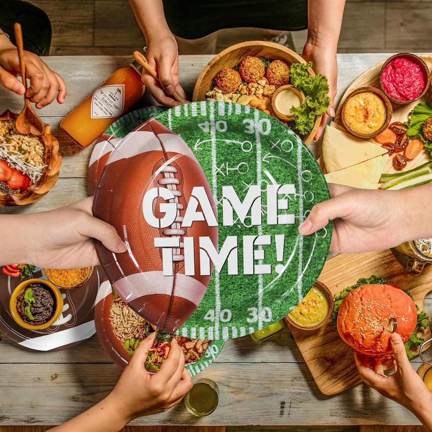 Football Party Supplies, Football Party Decorations 2025 Kit for 24 Guests, Includes Plates, Napkins, Cups, Banner and Tablecloth