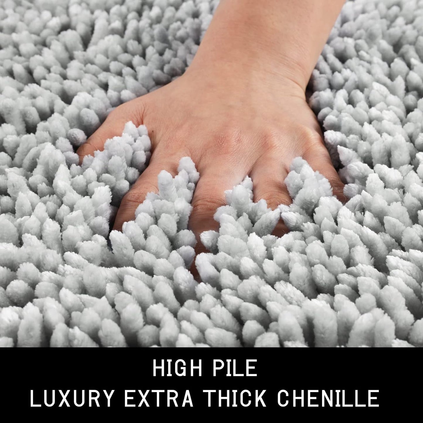 Bathroom Rugs Sets 2 Piece, Luxury Shaggy Extra Thick Bathroom Rugs, Plush Non-Slip Mats for Bath Room Floor, Machine Wash, Ultra Absorbent, 31.5 X 19.8 + 24 X 17 Inches, Light Grey