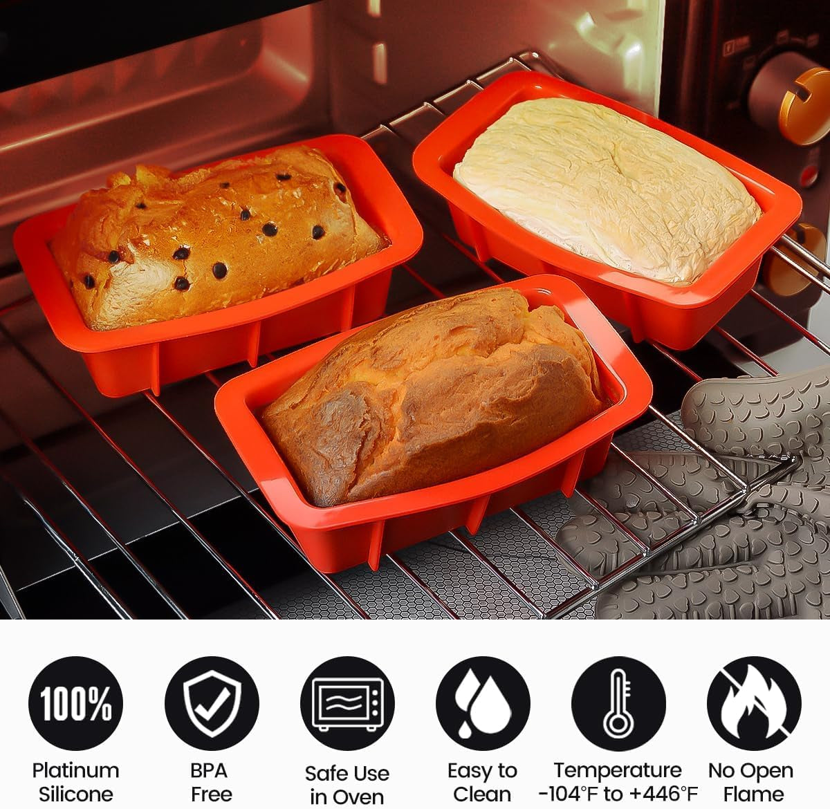 Silicone Mini Bread Loaf Pans for Baking, Small Loaf Pan Set of 4, 2.7X5.4 Inch Nonstick Bread Mold for Toast, Brownie, Loaf, Cake, Soaps