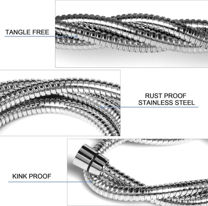 Shower Hose, 79 Inches Extra Long Stainless Steel Handheld Shower Head Hose with Brass Insert and Nut, Flexible, Chrome