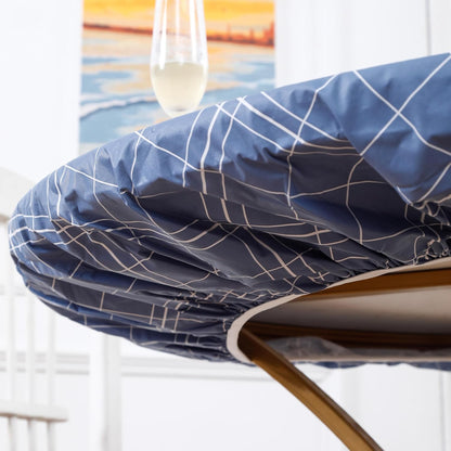 Round Vinyl Fitted Tablecloth with Flannel Backing Elastic Edge Design Table Cover Waterproof Oil-Proof PVC Table Cloth Stain-Resistant Best for 32"-36" Round