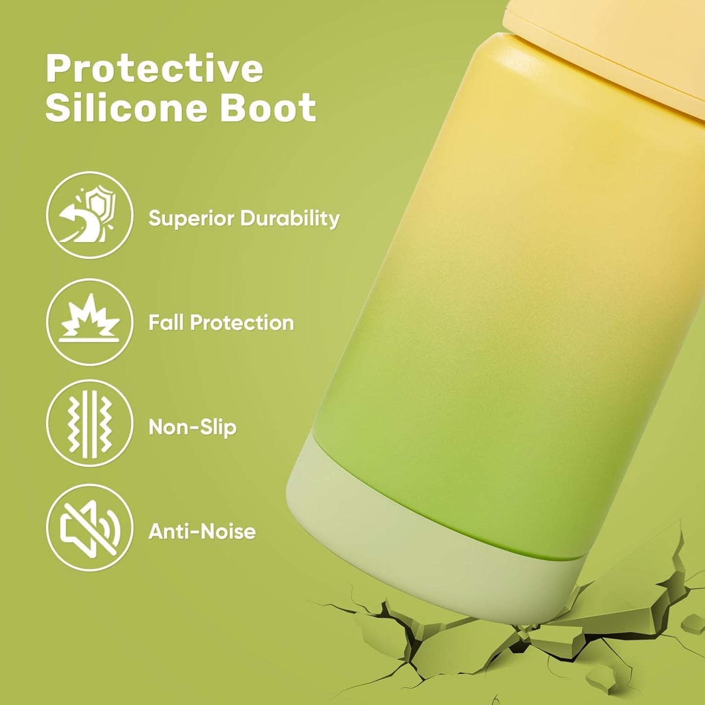 12 Oz Water Bottle, Kids Water Bottles for School, Toddler Cup with Straw & Handle, 304 Stainless Steel Insulated Water Bottle, Non-Slip Silicone Base, BPA Free, Gradient Yellow