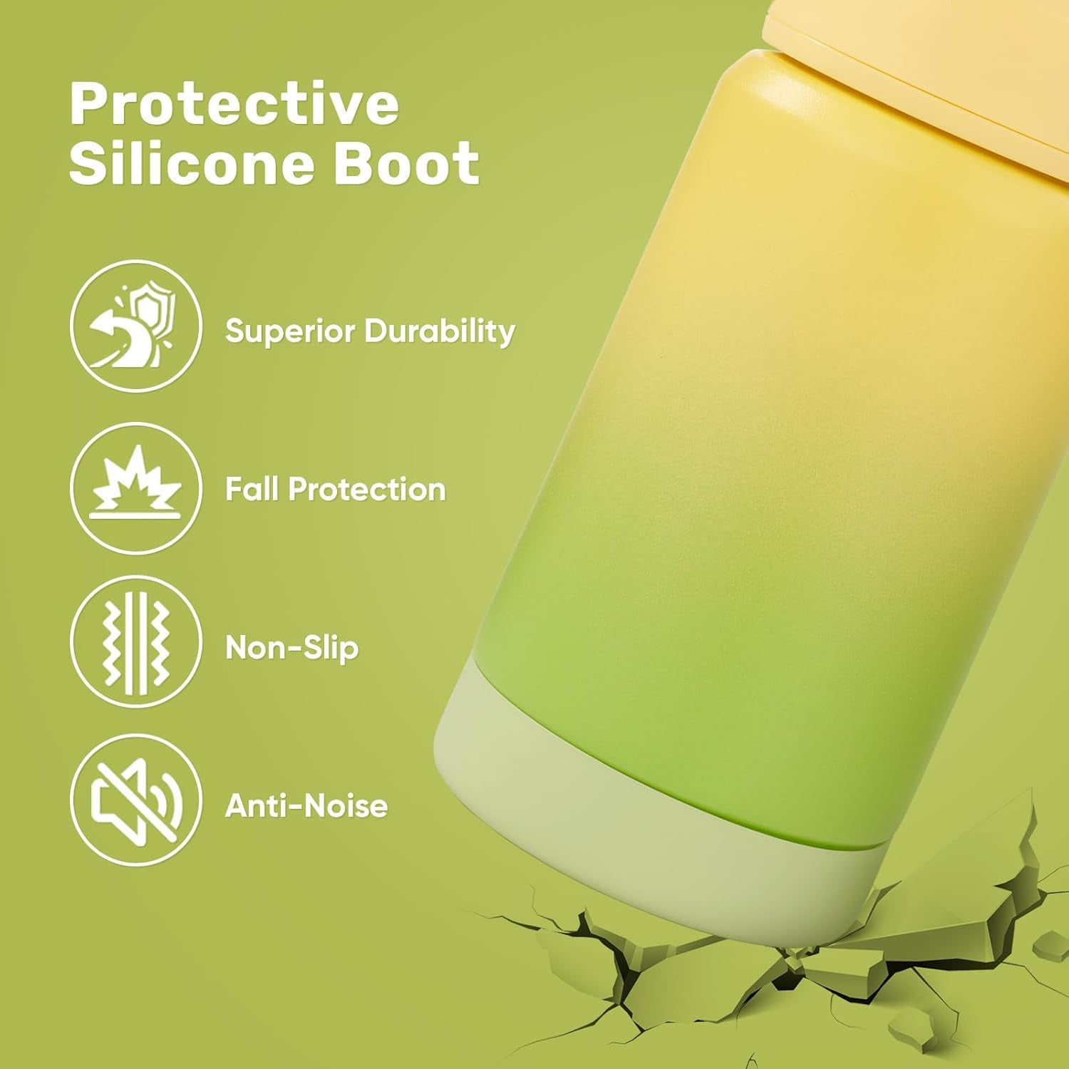 12 Oz Water Bottle, Kids Water Bottles for School, Toddler Cup with Straw & Handle, 304 Stainless Steel Insulated Water Bottle, Non-Slip Silicone Base, BPA Free, Gradient Yellow