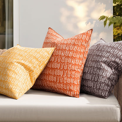 Outdoor Pillow Covers Waterproof Natural Floral Print Pillowcases Pack of 2 Decorative Boho Accent Cushions for Summer Patio Funiture Garden Tent Porch Bench,Brown 20X20 Inch