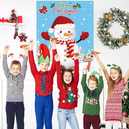 Pin the Nose on the Snowman Game, Christmas Games, Christmas Party Activities with 36 Pcs Nose Stickers and Blindfold for Kids, Adults, Family Holiday Fun