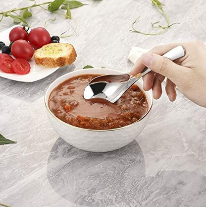 Thick Heavy-Weight Soup Spoons, High Grade Stainless Steel Soup Spoons, Set of 6