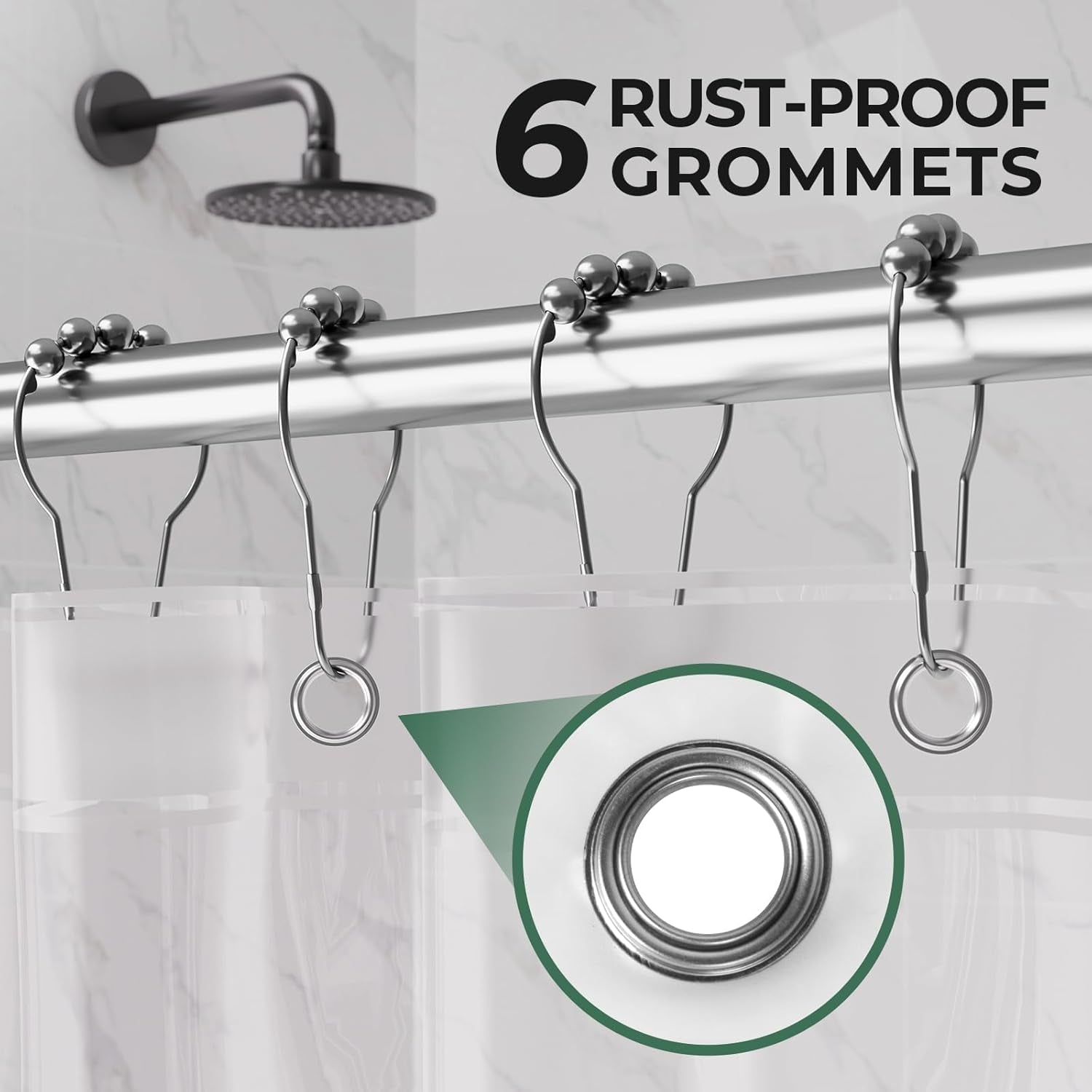 Stall Shower Curtain Liner 2 Pack, 36 X 72 Inches PEVA Plastic Shower Liner with 2 Weighted Stones and 6 Rustproof Metal Grommet, Lightweight Waterproof Shower Curtain - Clear