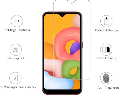 Screen Protector for Galaxy A01 [5.7 Inch] 3 Pack Tempered Glass Ultra Clear Anti-Scratch Case Friendly
