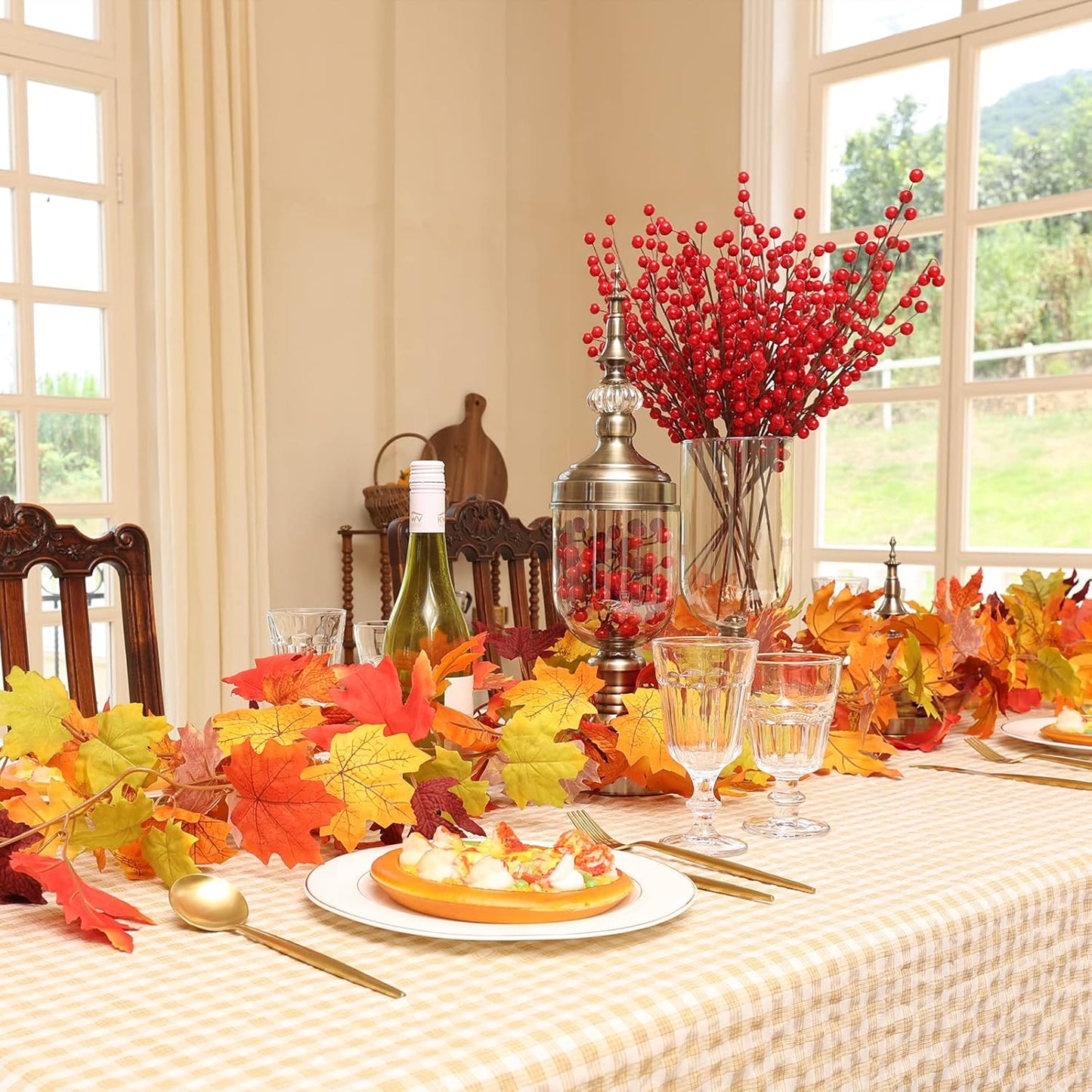 12 Pack Red Berry Stems - 17'' Holly Berry Stems, Red Berries Christmas Decor, Red Berry Picks for Christmas Tree Filler Branches, Artificial Cranberries Ornaments Crafts Holiday Home Decor