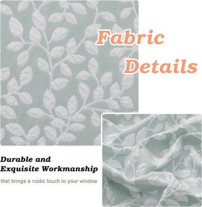 Anna White Green Valances for Windows 14 Inches Long 1 Pieces, Light Filtering Soft 3D Embossed Textured Fabric Curtains for Bedroom Basement Small Windows, 56Wx14L Inches