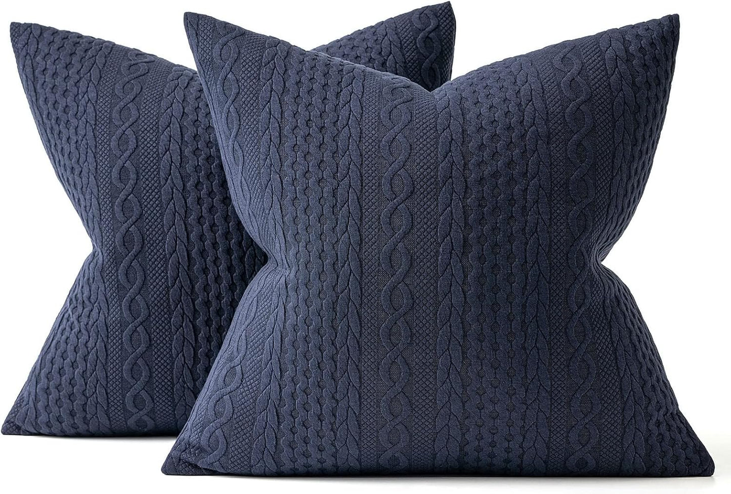 Decorative Throw Pillow Covers Set of 2 Super Soft Modern Stretchy Embossed Patterned Cushion Covers for Farmhouse Couch Sofa Livingroom Bed,Navy Blue 18X18 Inch