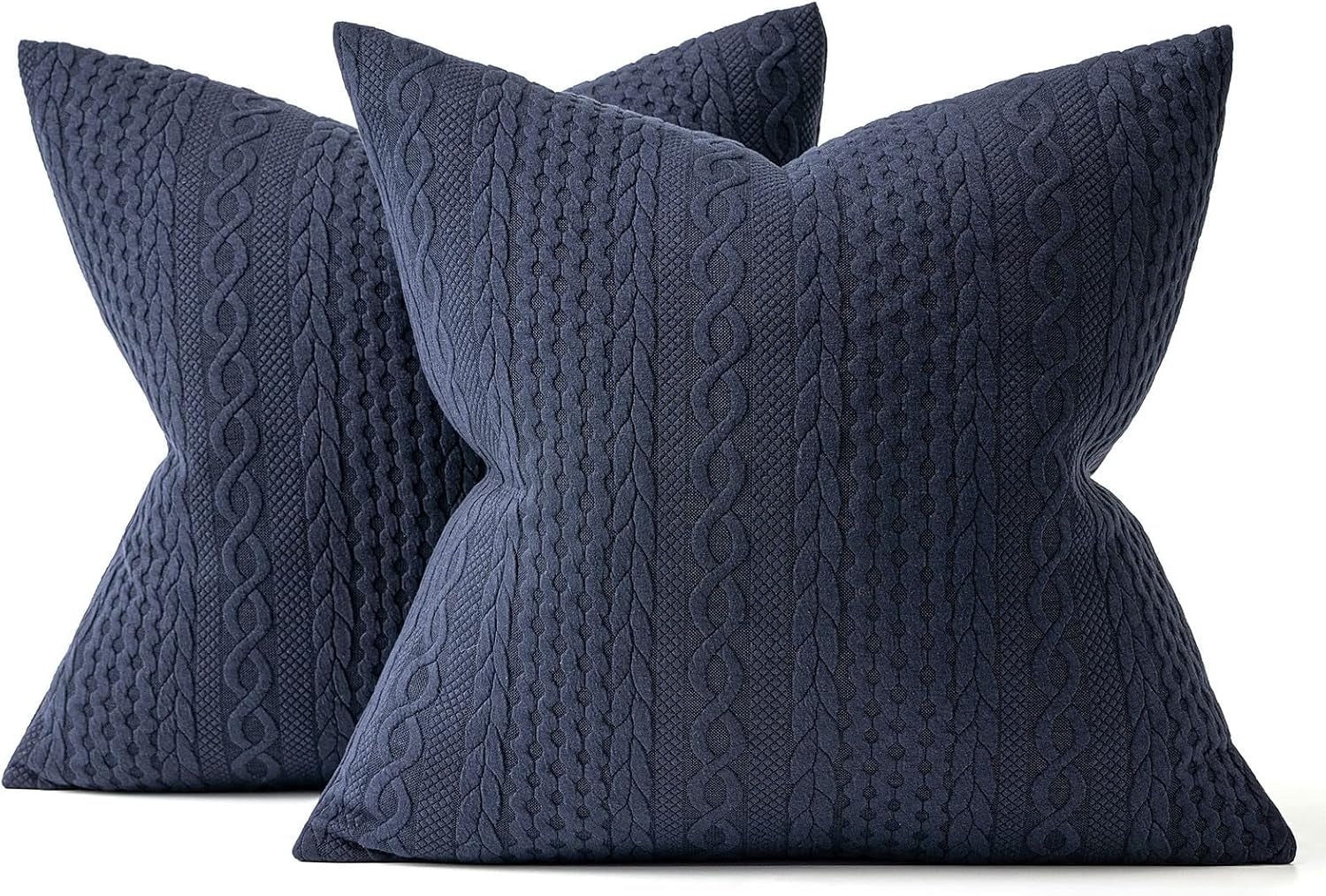 Decorative Throw Pillow Covers Set of 2 Super Soft Modern Stretchy Embossed Patterned Cushion Covers for Farmhouse Couch Sofa Livingroom Bed,Navy Blue 18X18 Inch