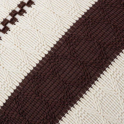 Set of 2 Boho Brown Decorative Throw Pillow Cover 18X18 Inch for Couch Bed Sofa, Aesthetic Modern Organic Farmhouse Home Decor, Soft Cotton Cute Accent Macrame Woven Cushion Case