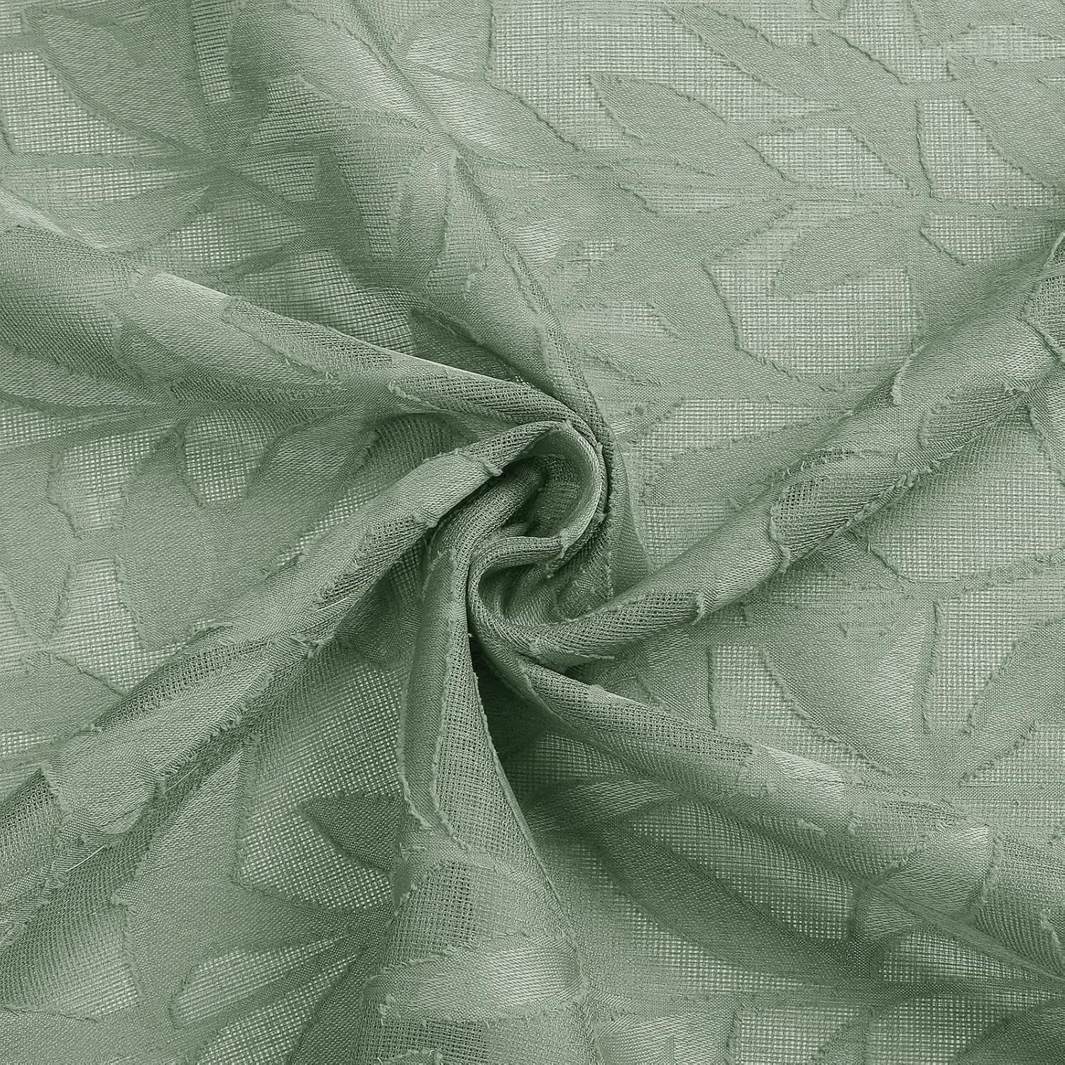 Sage Green Sheer Curtains 84 Inches Long 2 Panels Set, Light Filtering Soft Airy Leaf Elegant Sheer Curtains for Bedroom Living Room, 42Wx84L Inches, 2 Panels