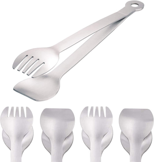 Small Serving Tongs 6-Inch Stainless Steel Mini Appetizer Tongs, Set of 4 (Brushed)
