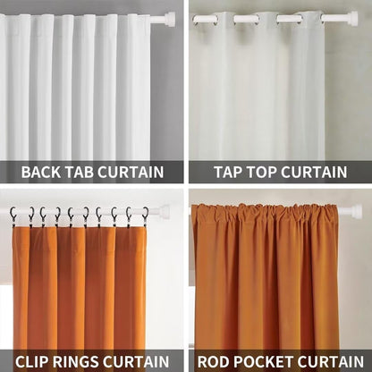 White 32 to 48 Inch Curtain Rods for Windows - Adjustable Curtain Rods for Windows, 1 Inch Diameter Heavy Duty Decorative Window Single Rod with Aluminium Finials