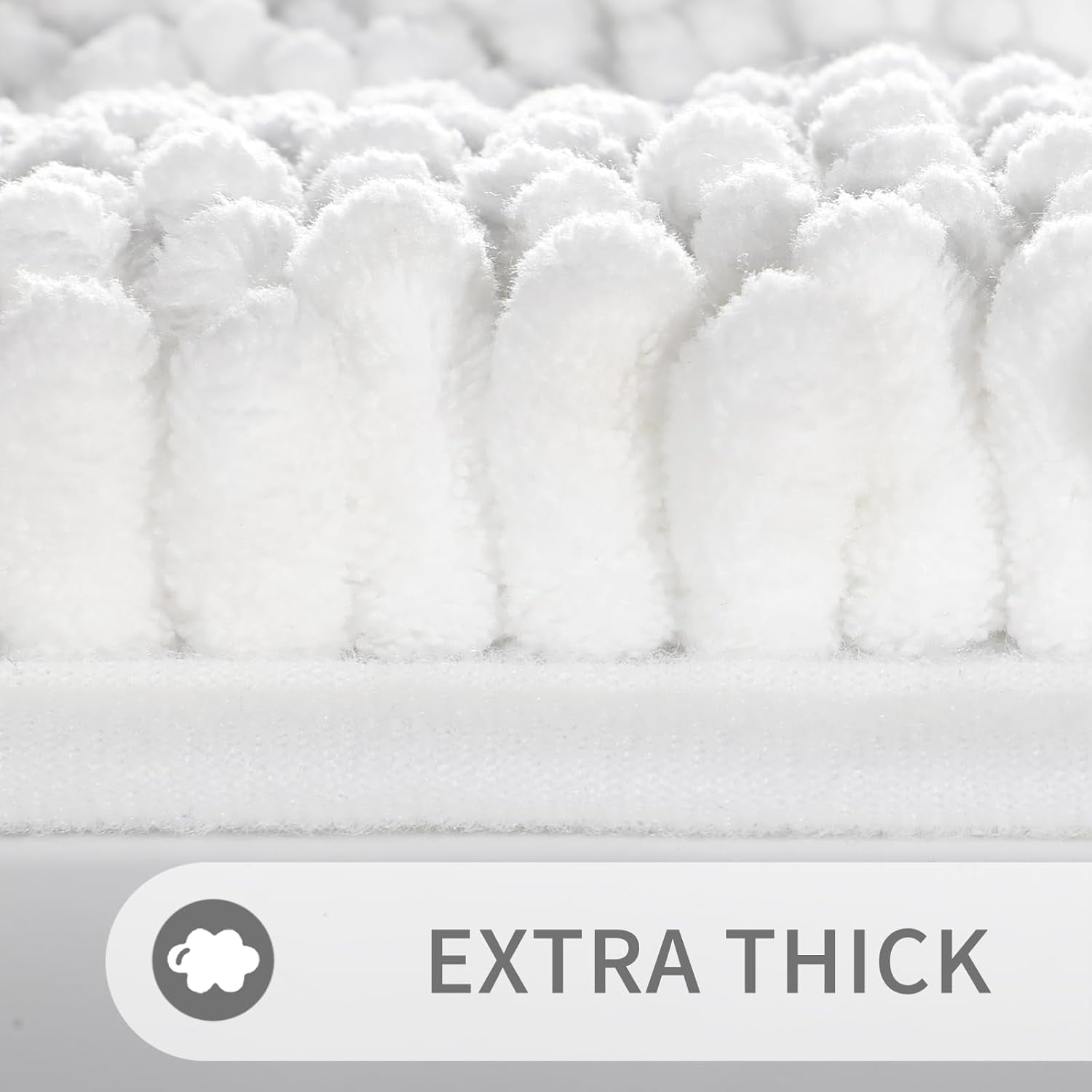 Bathroom Rug Mat 24 X 17, Non Slip and Super Absorbent Bath Mat,Machine Washable Quick Dry,Ultra Plush Chenille Shower Rugs for Bathroom Floor Sink Tub and Shower Outside,White