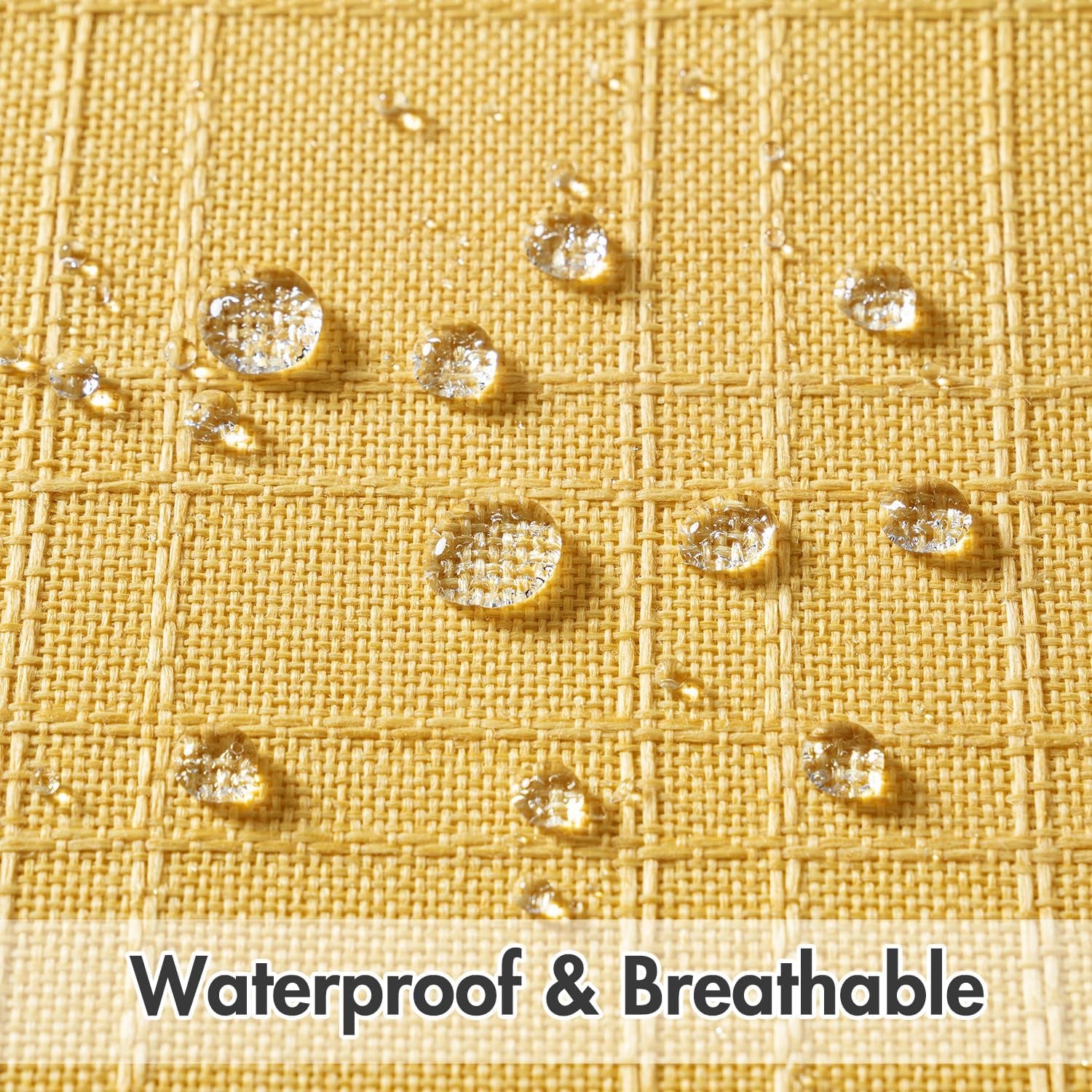 Outdoor Waterproof Throw Pillow Covers Decorative Farmhouse Water Resistant Cushion Covers for Tent Patio Garden Couch Sofa Pack of 2, 18X18 Inch Yellow