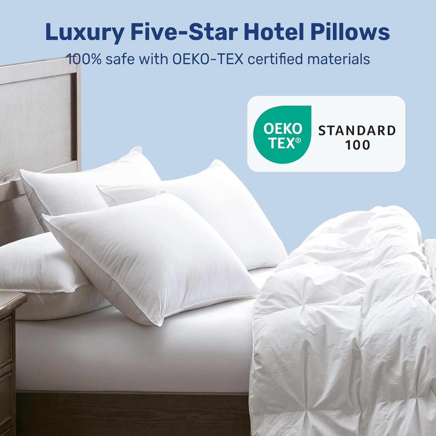 Ultra Soft Pillows Standard Size Set of 2 - Hotel Collection Luxury 100% Cotton Cover down Alternative Bed Pillow, Fluffy Pillows for Back, Stomach or Side Sleepers