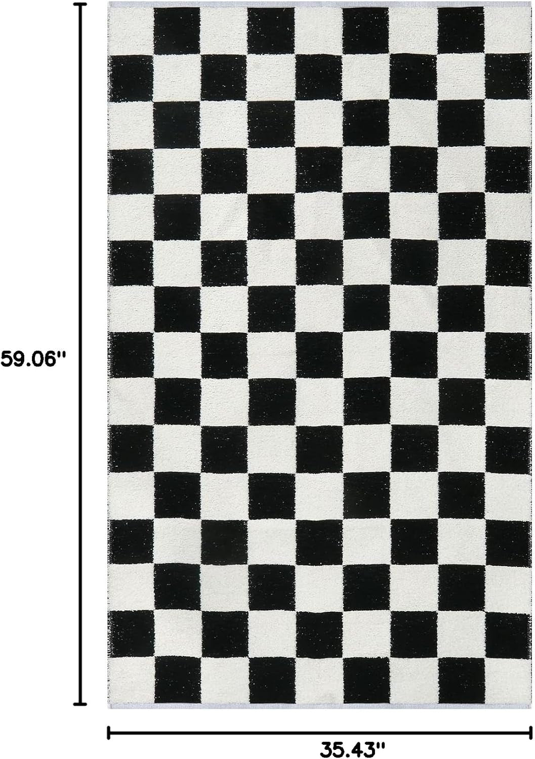 3X5 Small Checkered Race Car Rug for Bedroom, Cotton Woven Black and White Checker Area Rug for Classroom Nursery Dorm, Soft Low Pile Checkerboard Carpet for Playroom Bathroom Kids Room
