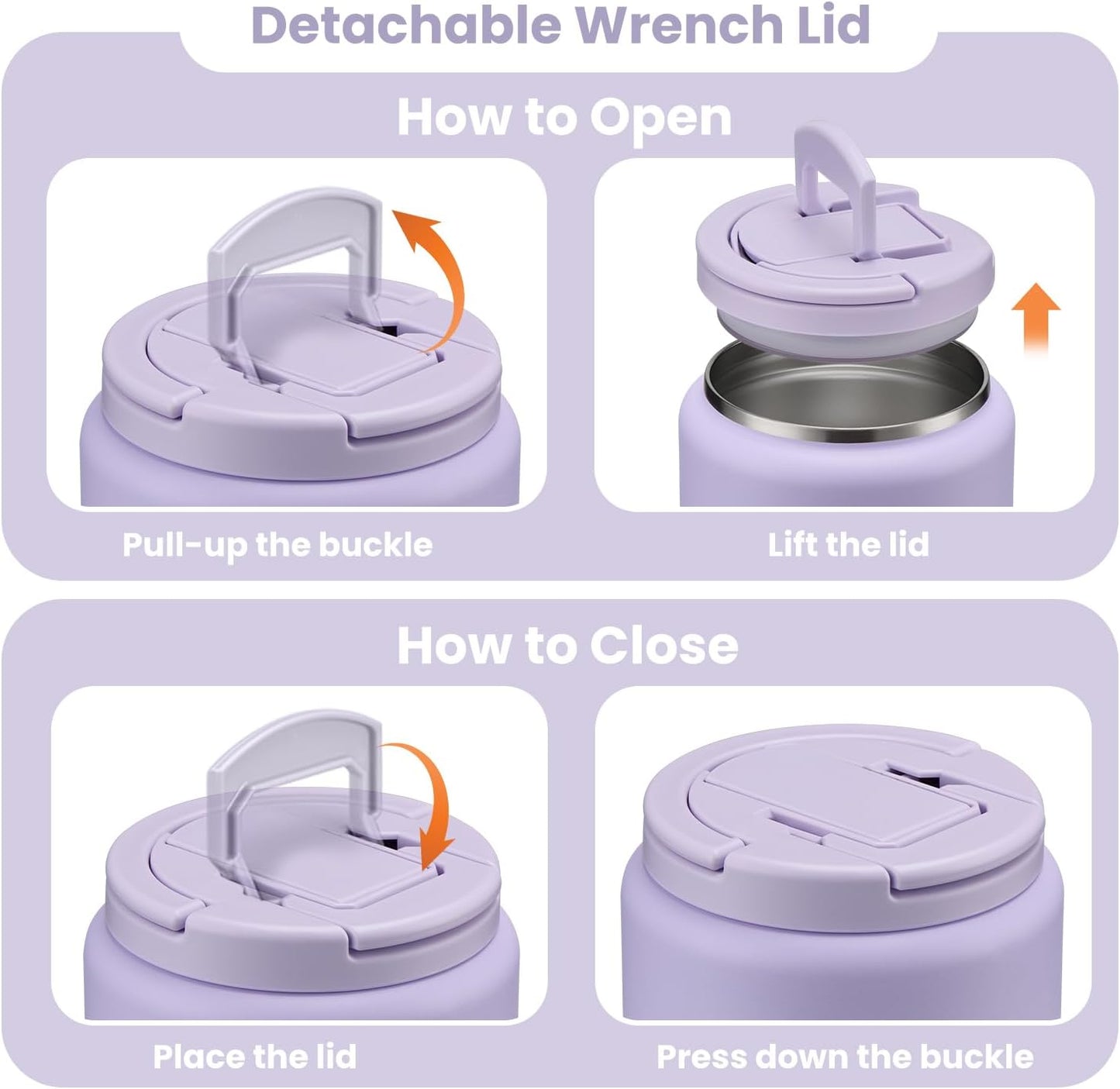 Soup Thermo for Hot Food Kids 13.5Oz Lunch Containers with Buckle Lid Wide Mouth Hot Food Jar Vacuum Insulated Stainless Steel Bento Box Leakproof with Spoon(Purple)